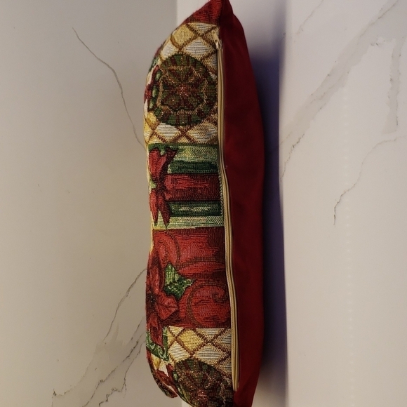 TAPESTRY rectangle decorative pillow Christmas Holiday 17"l x 7"w zipper enclosu - Picture 8 of 10